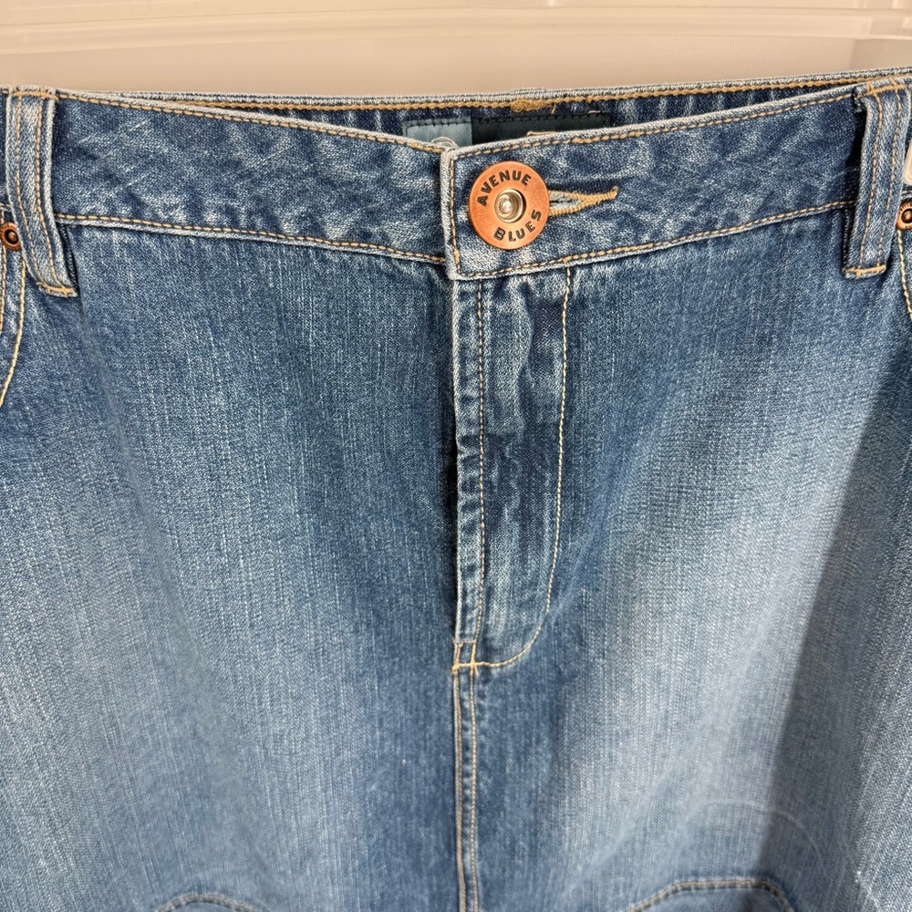 Avenue Blues NWT Tiered Denim Skirt Women's Size 22 Cotton Ruffled Hem Retro - Picture 5 of 10